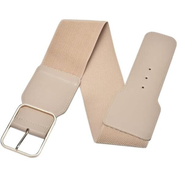 Women's Wide Stretchy Belt 3 Inch khaki - Picture 3 of 5